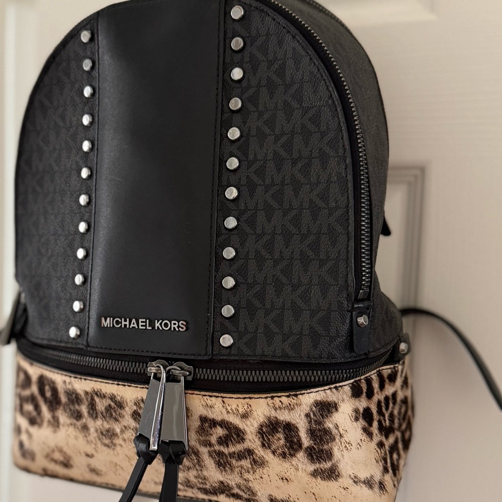 Michael Kors Black and Tan Backpack